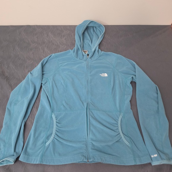 The North Face Tops - The North Face TKA 100 Fleece Hoodie Womens XL Blue Excellent Thumbholes Zip Up